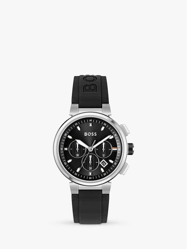 Hugo Boss Men&#39;s One Black Dial Silicone Strap Watch 1513997