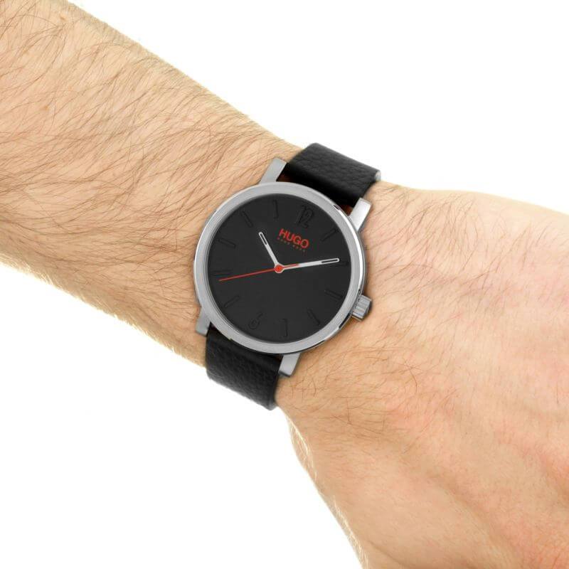 Hugo Boss 1530115 Rase Black Dial Black Leather Quartz Men&#39;s Watch 