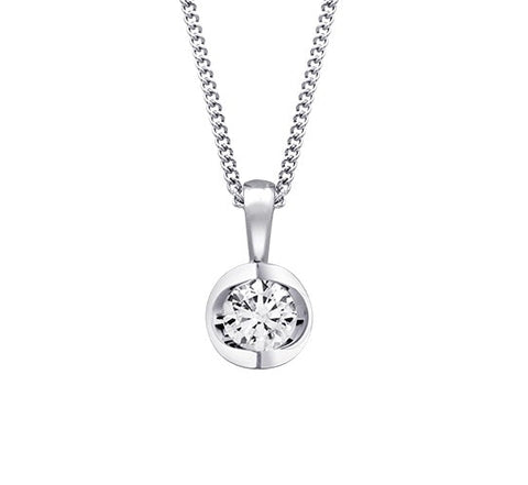 Canadian Diamond 0.20ct Solitaire Pendant in Tension Set in 14K White Gold