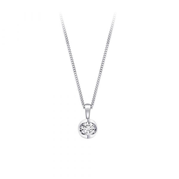 Canadian Diamond 0.40ct Solitaire Pendant in Tension Set in 14K White Gold