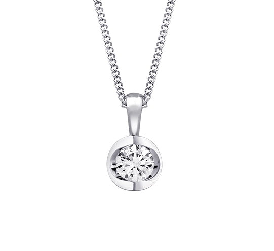 Canadian Diamond 0.50ct Solitaire Pendant in Tension Set in 14K White Gold