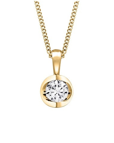 Canadian Diamond 0.15ct Solitaire Pendant in Tension Set in 14K Yellow Gold