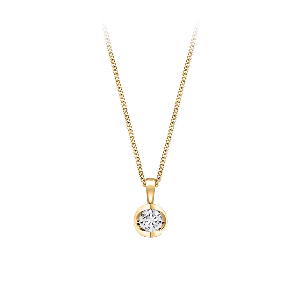 Canadian Diamond 0.25ct Solitaire Pendant in Tension Set in 14K Yellow Gold