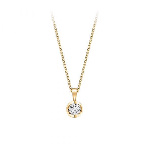 Canadian Diamond 0.30ct Solitaire Pendant in Tension Set in 14K Yellow Gold