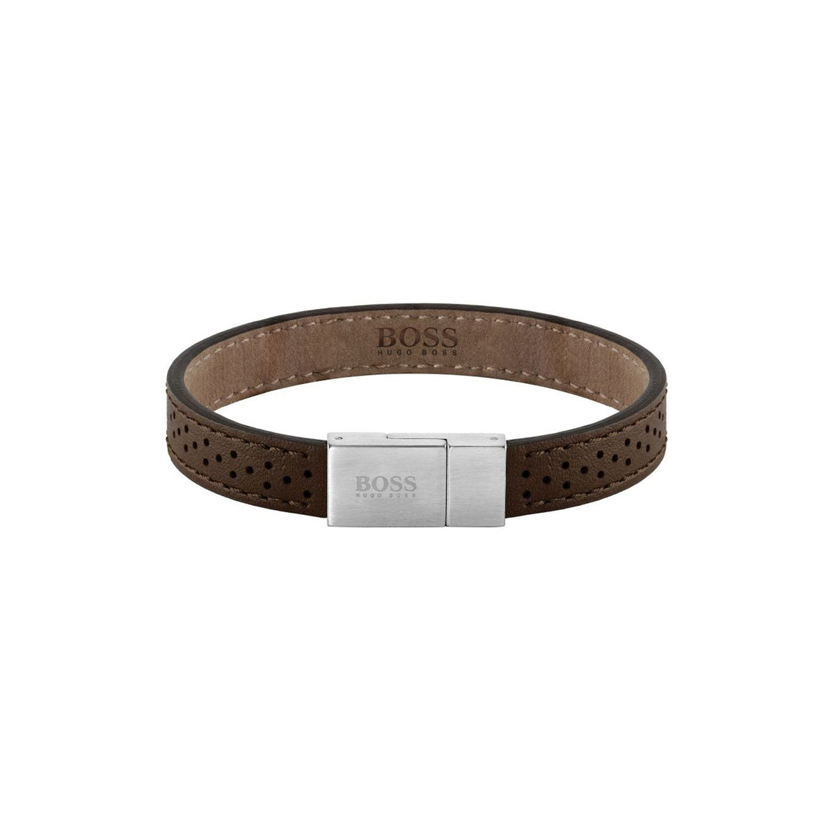 Hugo Boss Jewellery Essentials Brown Leather Men&#39;s Bracelet