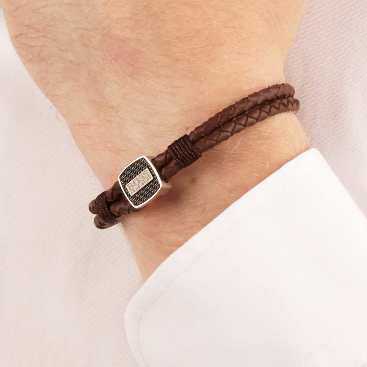Hugo Boss Jewellery Seal Brown Leather Bracelet 1580048M