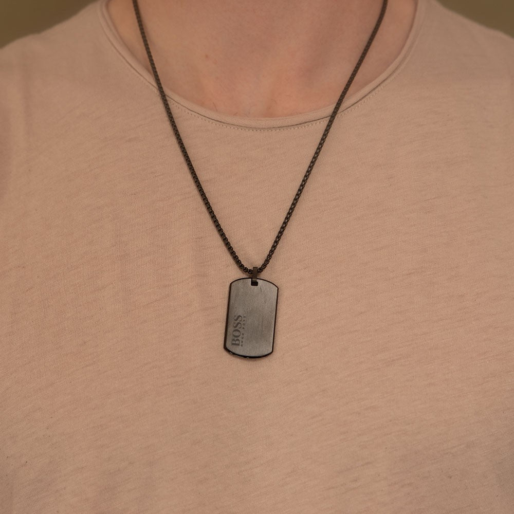 Hugo Boss ID Black Ionic Plated Men's Necklace - Stylessence