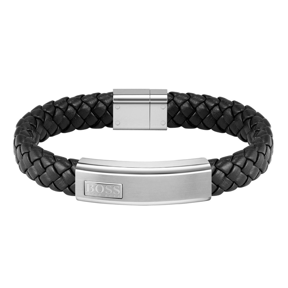 Hugo Boss Jewellery Men&#39;s Lander Black Leather Bracelet 1580178M