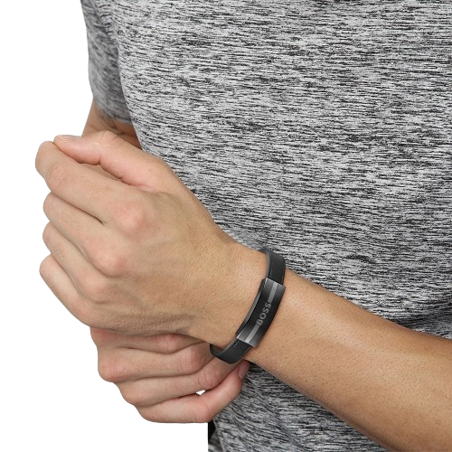 Hugo Boss Jewellery Men&#39;s Black Leather Bracelet 1580490M