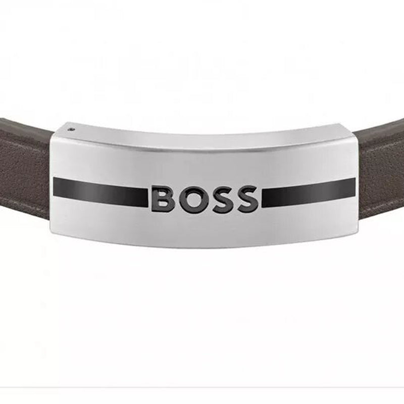 Hugo boss men's bracelet leather hotsell