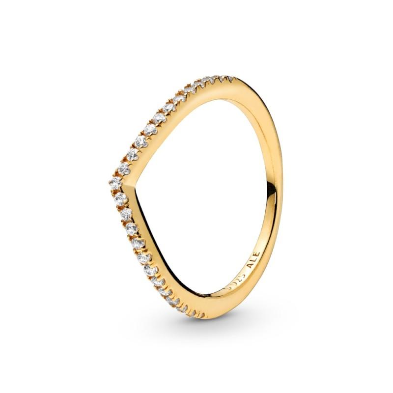 Pandora Sparkling Wishbone gold plated Shine Ring