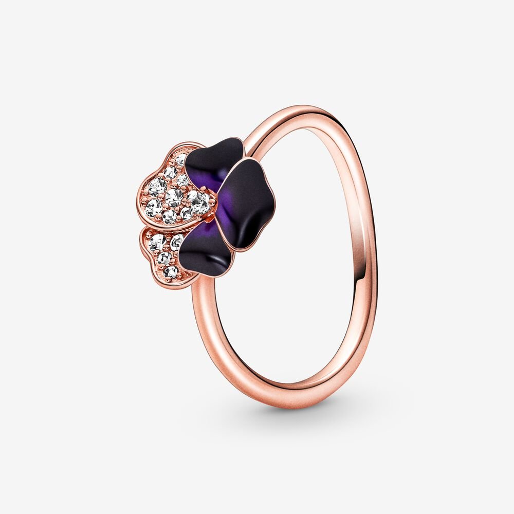 Pandora Deep Purple Pansy Flower Ring