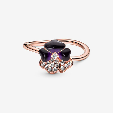 Pandora Deep Purple Pansy Flower Ring