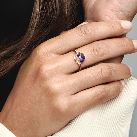 Pandora Deep Purple Pansy Flower Ring