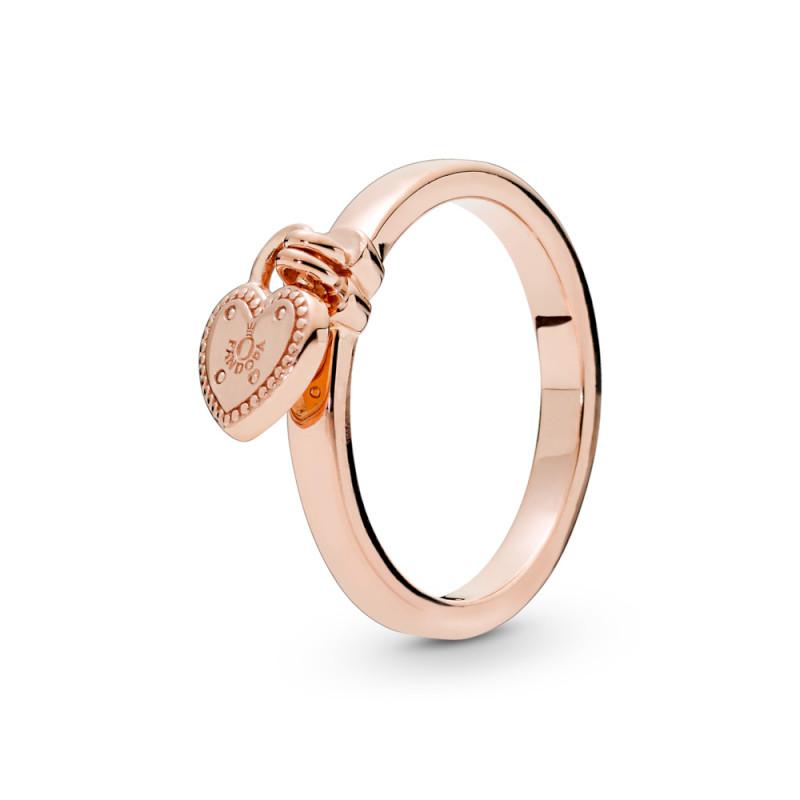 Pandora Heart Padlock Ring In Pandora Rose