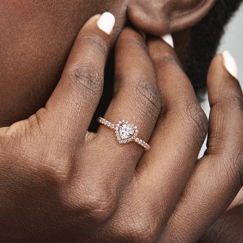 Pandora Sparkling Elevated Heart Ring 188421C02