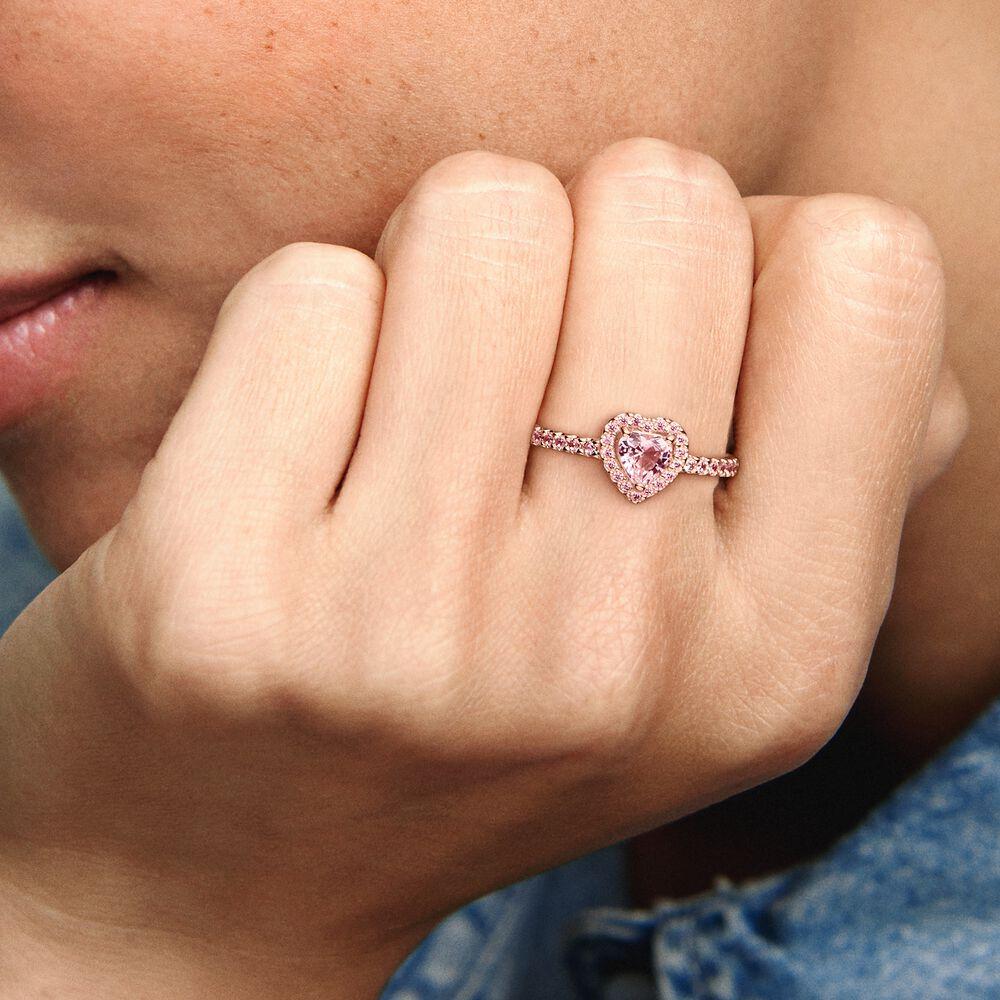 Pandora Sparkling Orchid Pink Elevated Heart Ring