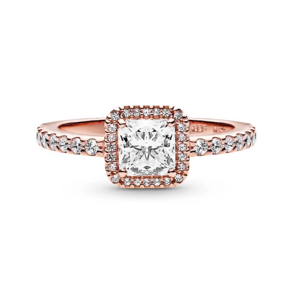 Pandora Square Sparkle Halo Ring