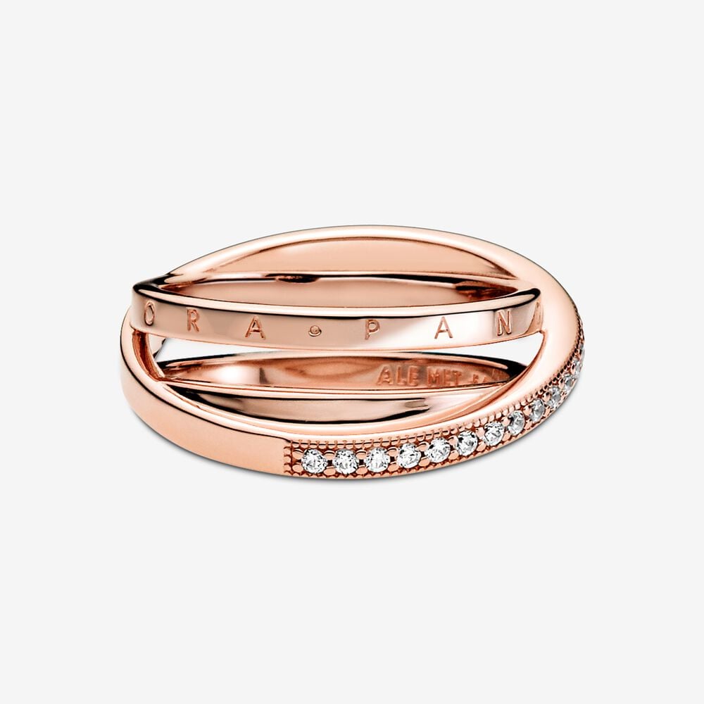 Pandora Crossover Pave Triple Band Ring