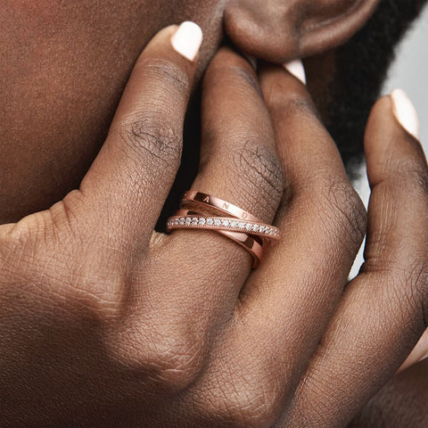 Pandora Crossover Pave Triple Band Ring