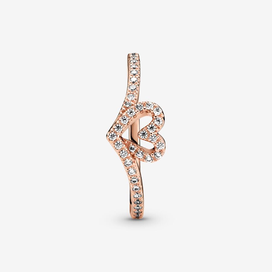 Pandora Sparkling Wishbone Heart Ring 189302C01