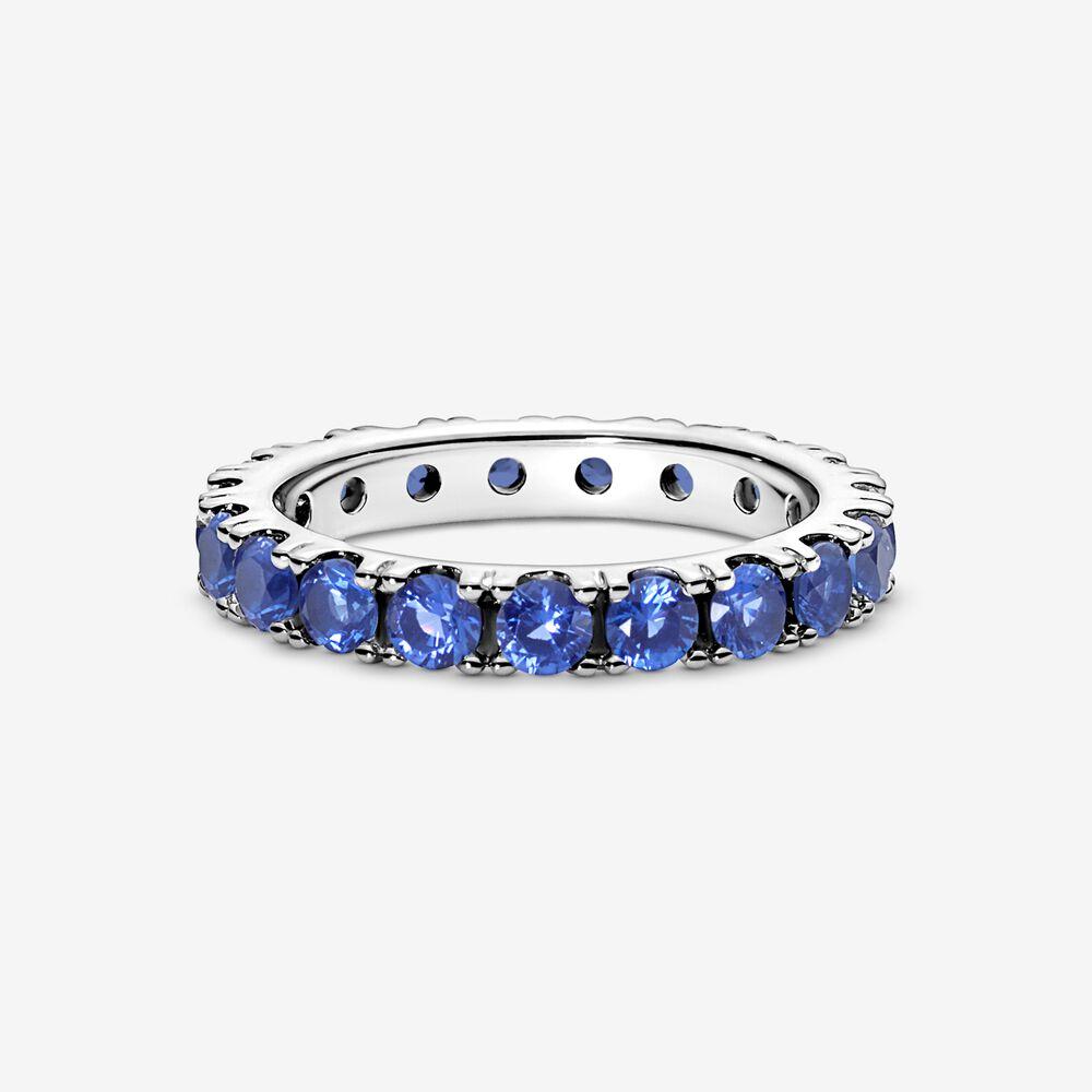 Pandora Sparkling Row Eternity Princess Blue Crystal Ring
