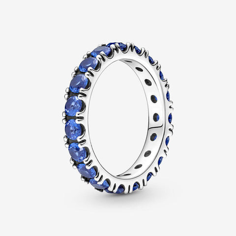Pandora Sparkling Row Eternity Princess Blue Crystal Ring