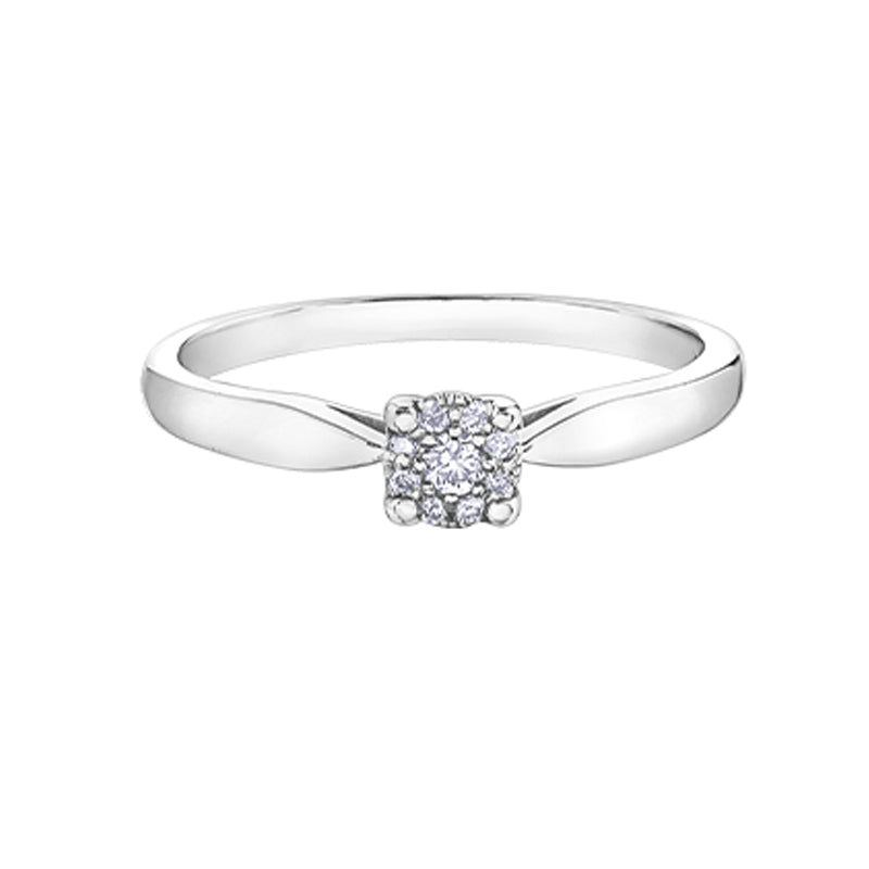 Elegant 0.08TDW Diamond Illusion Ring in 10K White Gold