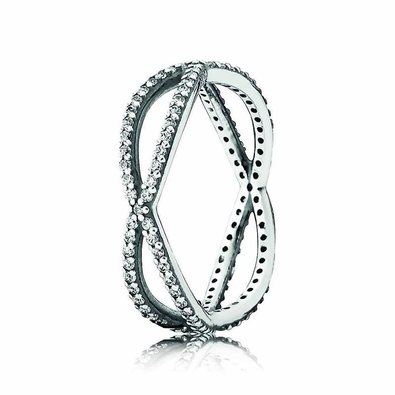 Pandora Ring Crossing Paths Clear Cubic Zirconia