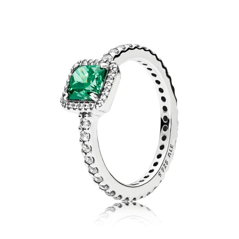 Pandora Ring In Sterling Silver With Green Cubic Zirconia