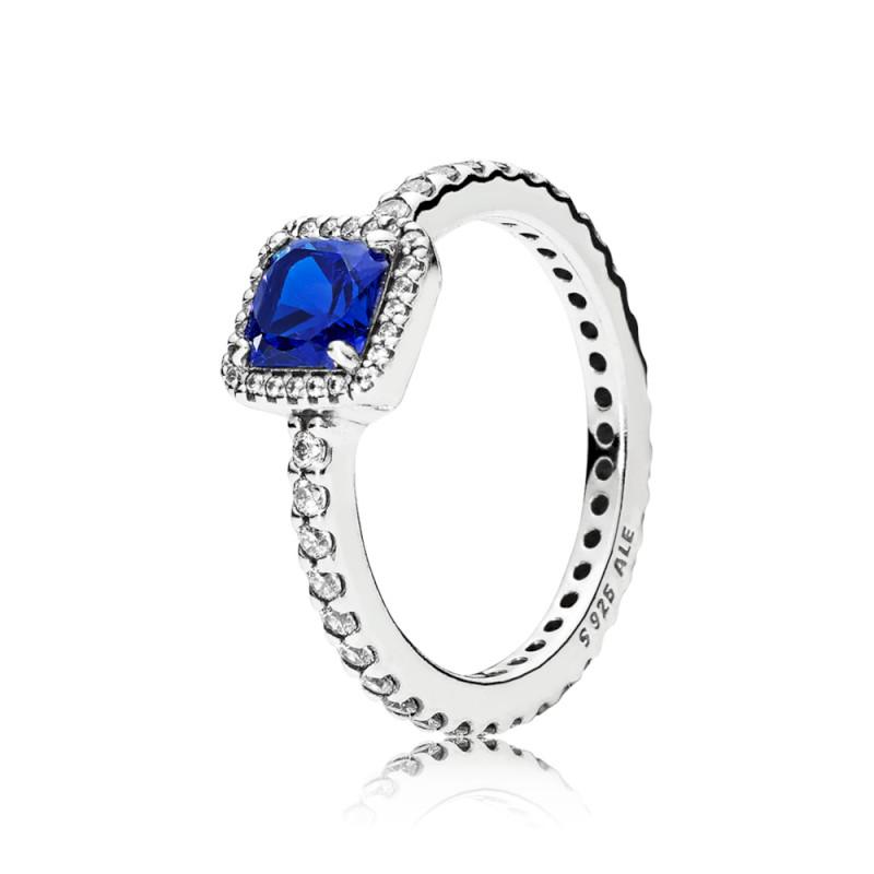 Pandora Ring In Sterling Silver With True Blue Crystal