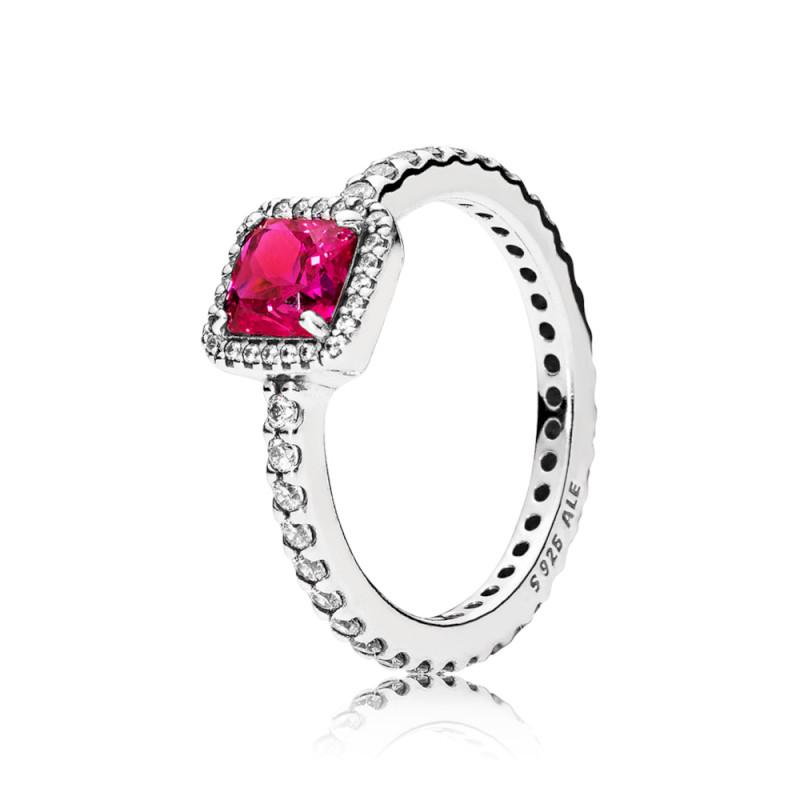 Pandora Ring In Sterling Silver With Synthetic Ruby
