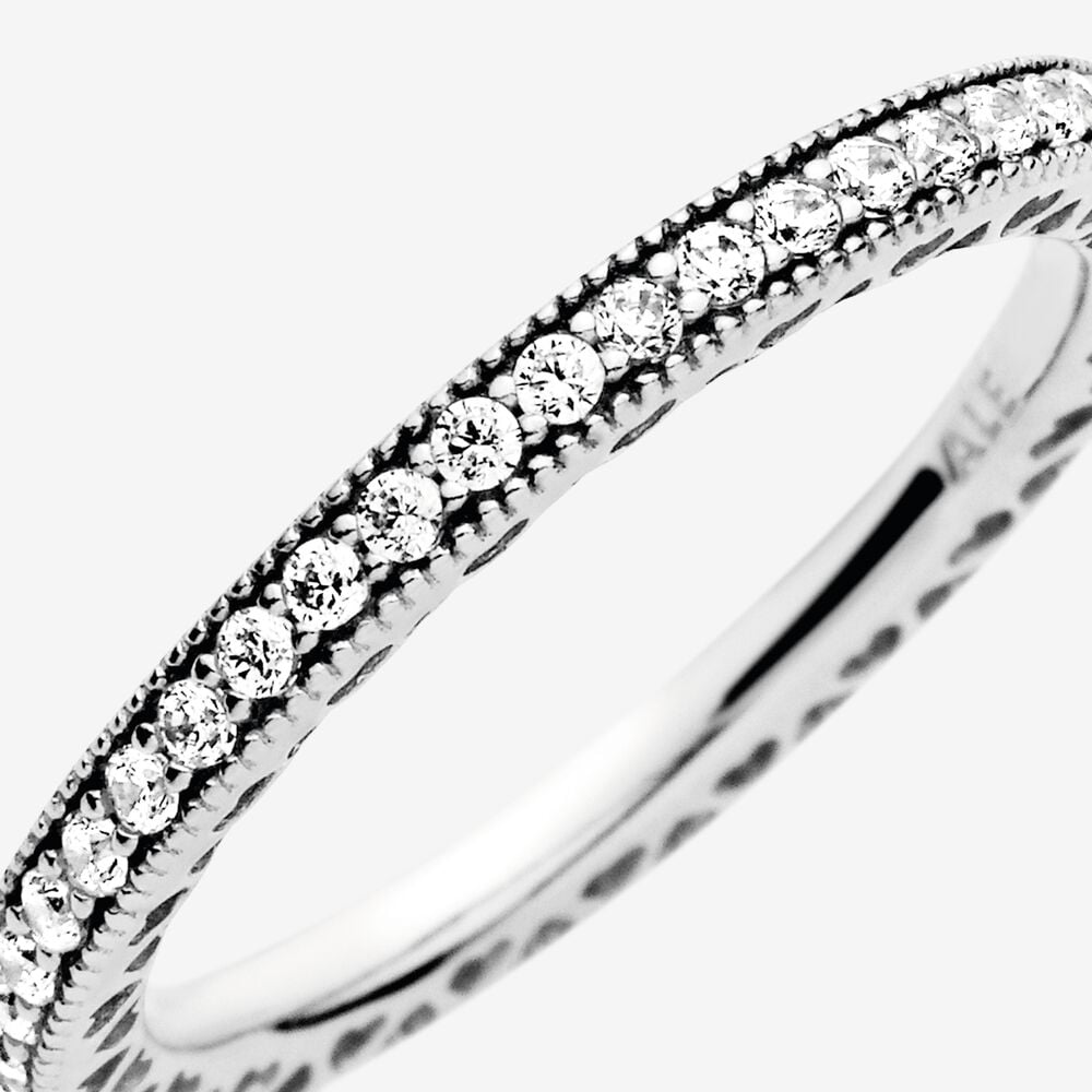 Pandora Sparkle &amp; Hearts Sterling Silver Ring