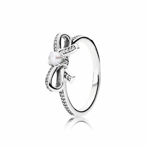 Pandora Delicate Sentiments White Pearl & Clear Cz Ring