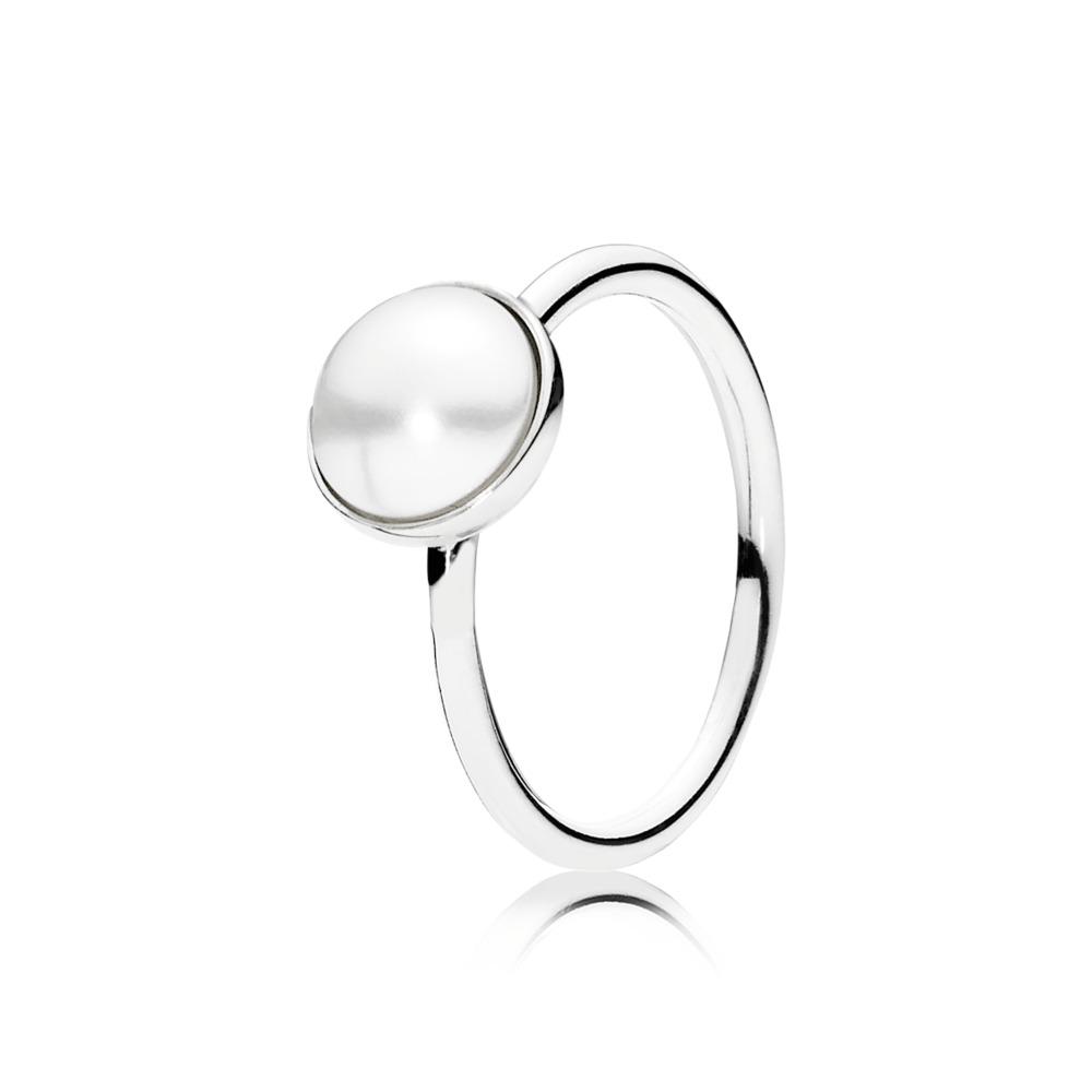 Pandora Ring Luminous Droplet With White Crystal Pearl