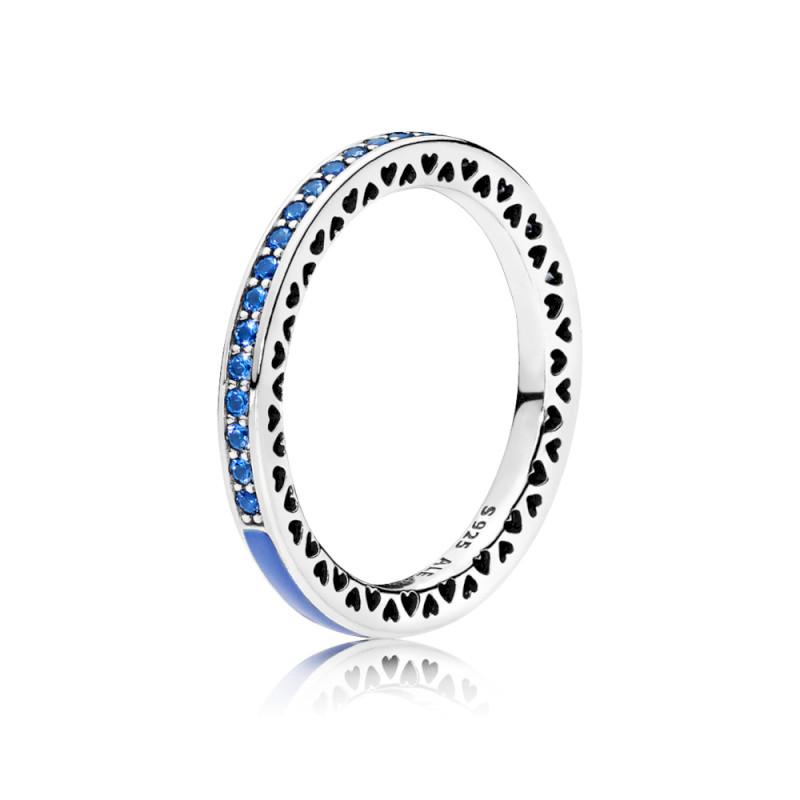 Pandora Radiant Hearts Princess Blue Enamel Ring