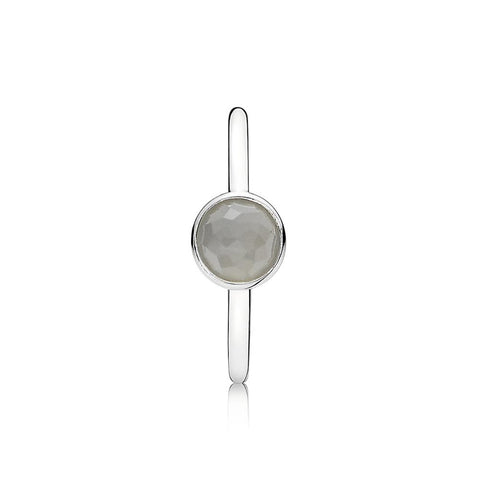 Pandora Ring June Droplet With Flower Dome-Cut