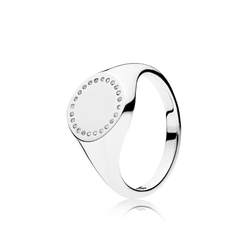 Pandora Circle Signet Clear Cz