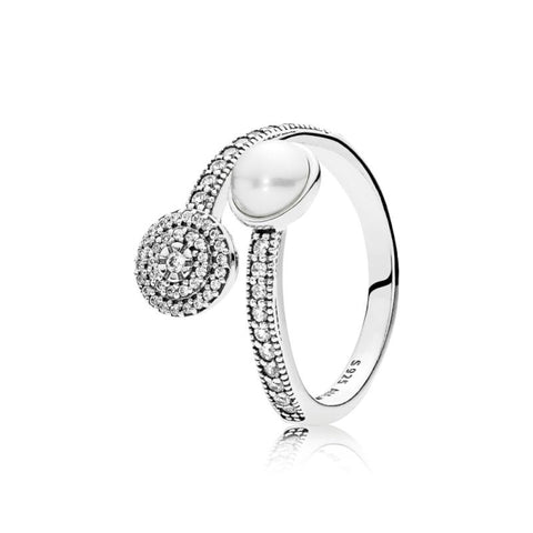 Pandora Luminous Glow White Crystal Pearl Ring