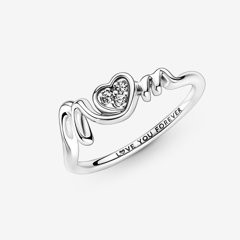 Pandora Mum Pavé Heart Ring