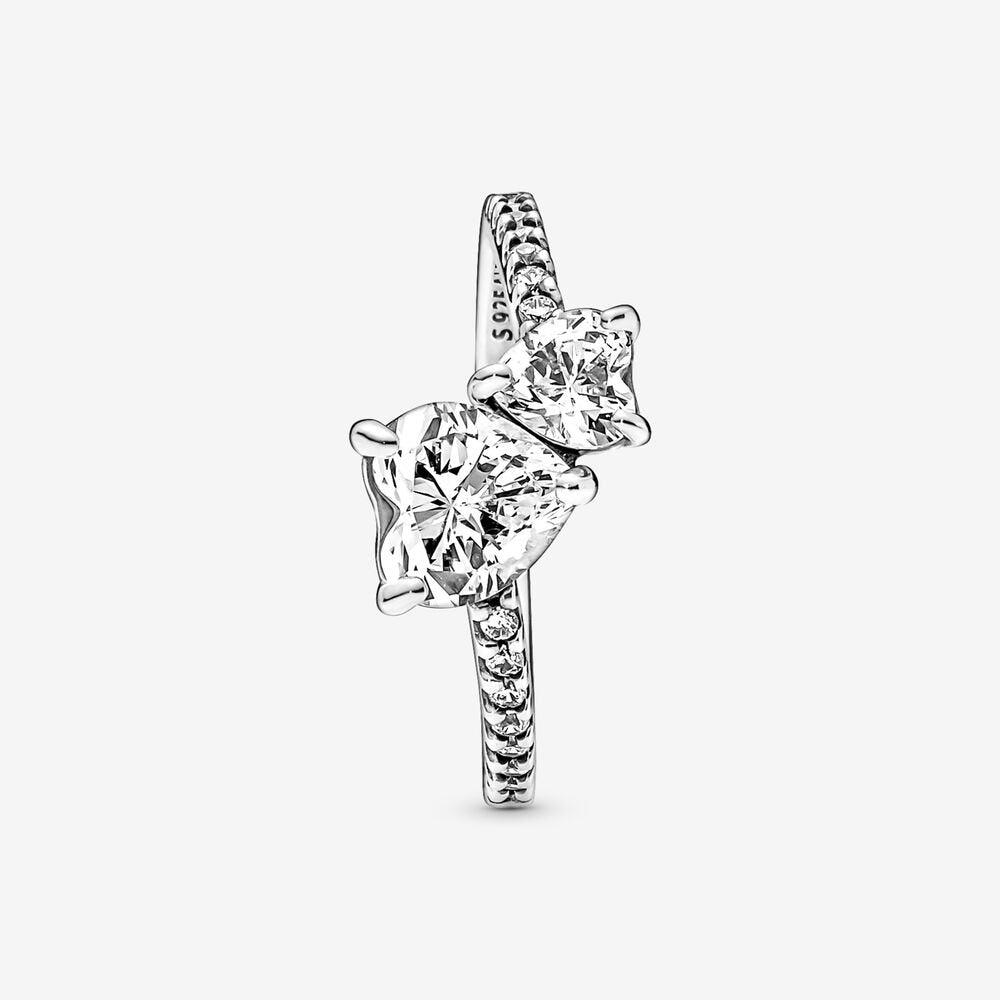 Pandora Double Heart Sparkling Ring