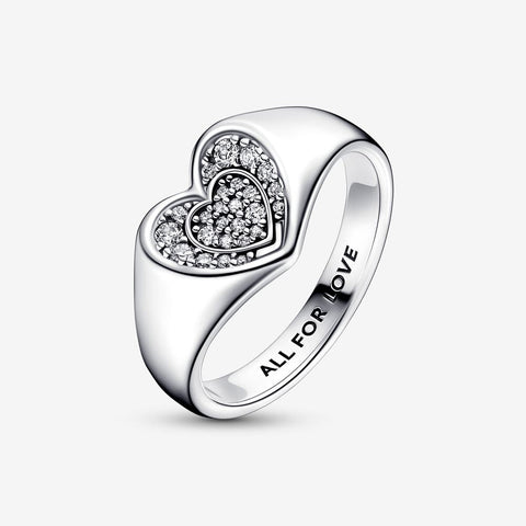 Pandora Radiant Heart Pave Signet Ring 