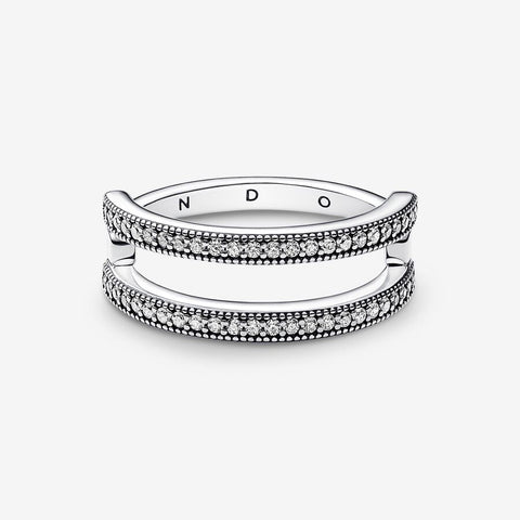 Pandora Signature Logo & Pave Double Band Ring
