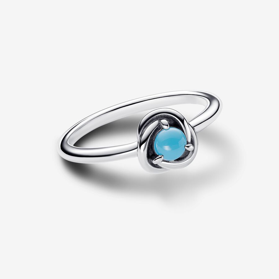 Pandora December Turquoise Blue Eternity Circle Ring