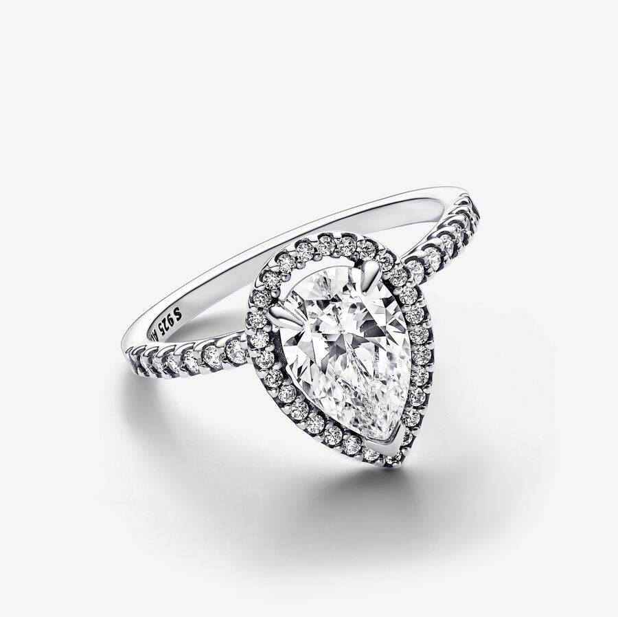 Pandora Sparkling Pear Halo Ring 193012C01