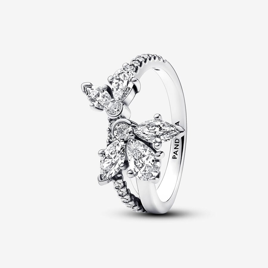 Pandora Sparkling Asymmetrical Herbarium Cluster Ring