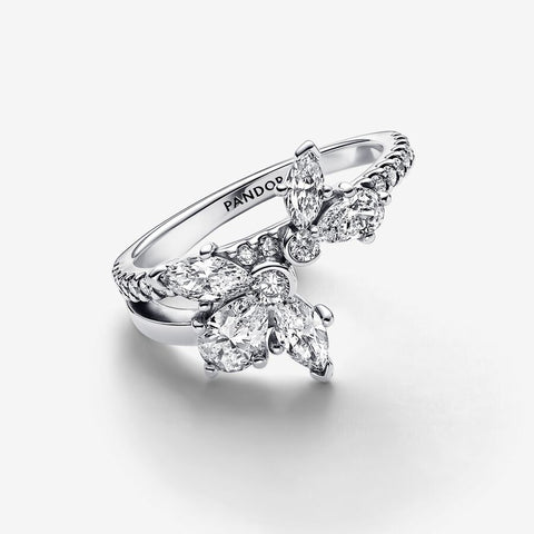 Pandora Sparkling Asymmetrical Herbarium Cluster Ring