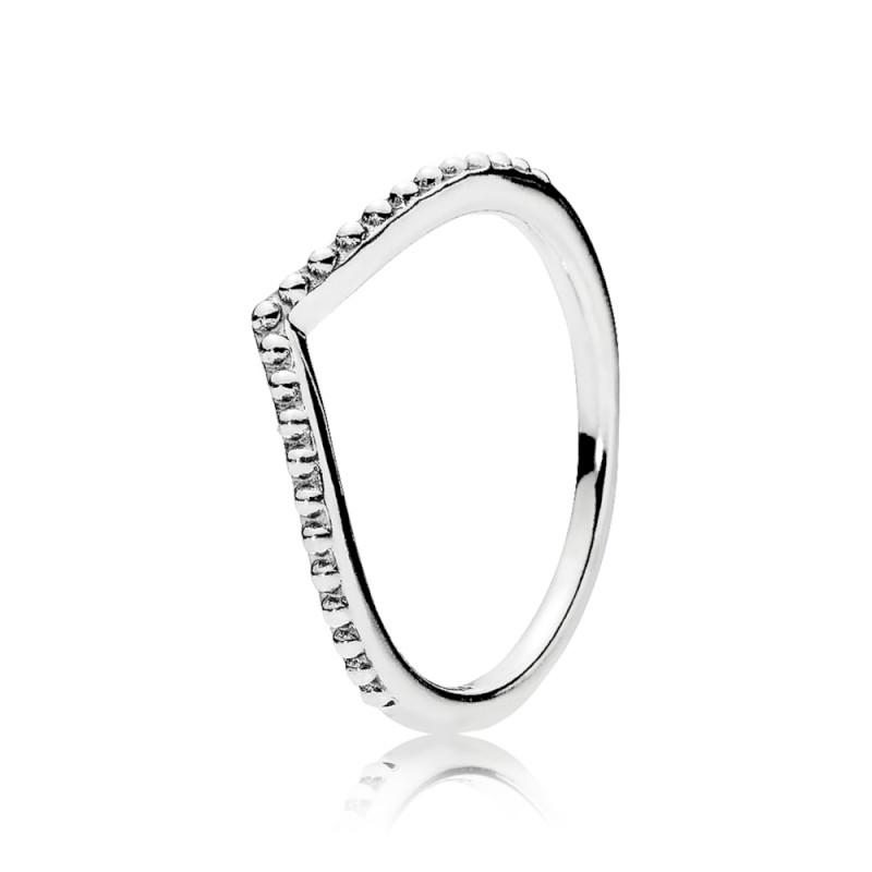Pandora Beaded Wishbone Ring In Sterling Silver
