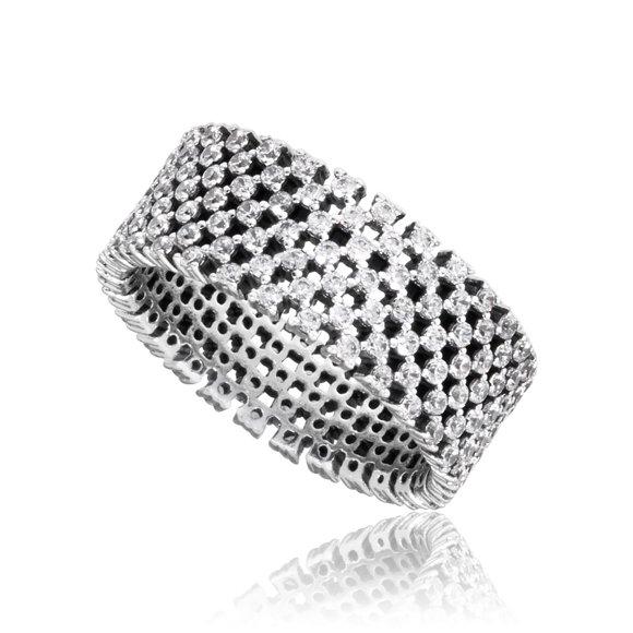 Pandora Heraldic Check Sterling Silver Ring