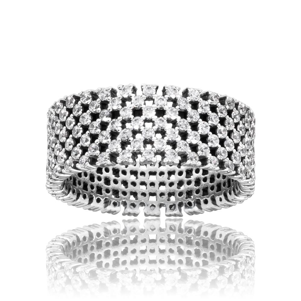 Pandora Heraldic Check Sterling Silver Ring